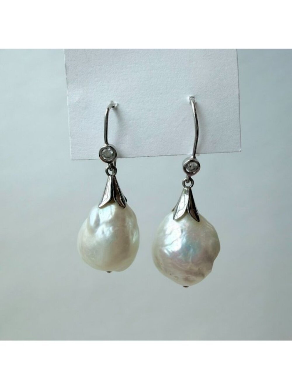 Lucas Lameth 925 Sterling Silver Baroque Freshwater Pearl Drop Earrings